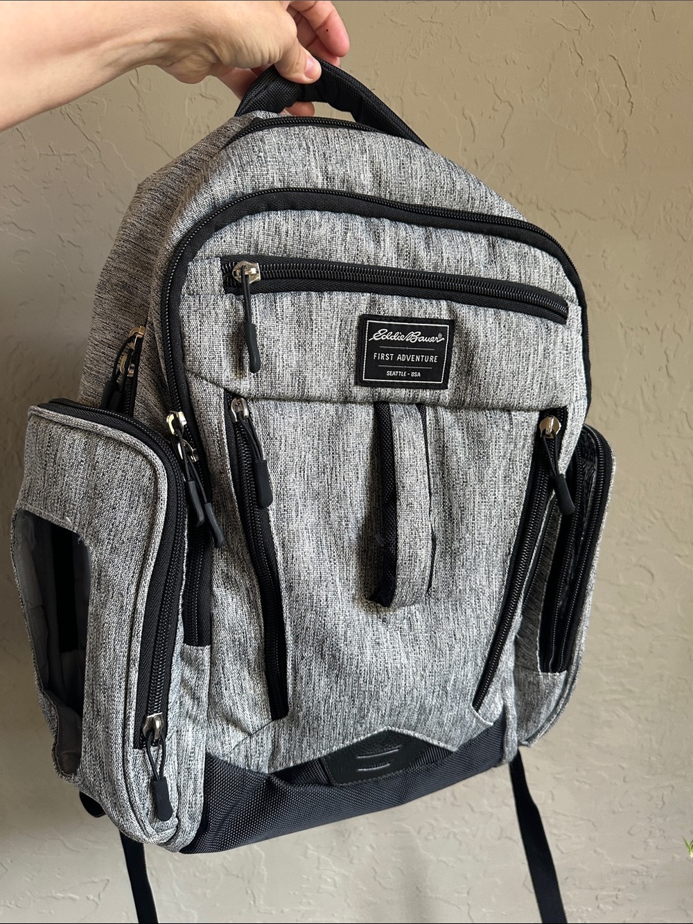 Eddie Bauer first edition grey diaper bag backpack